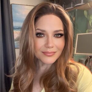 Natural Wave Lace Front Wig in Honey Brown